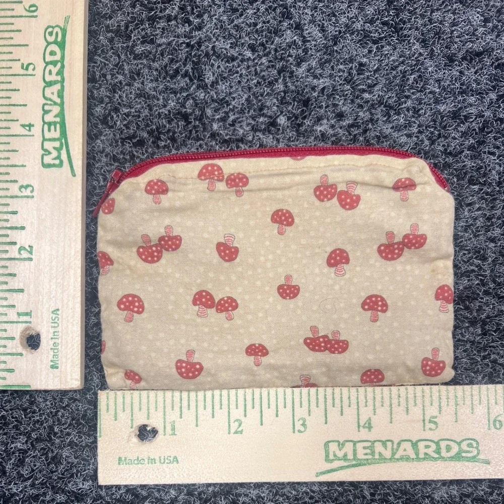Unbranded Pouch Unisex Small Cream Mushroom Print Zipper Travel Bag Cottagecore